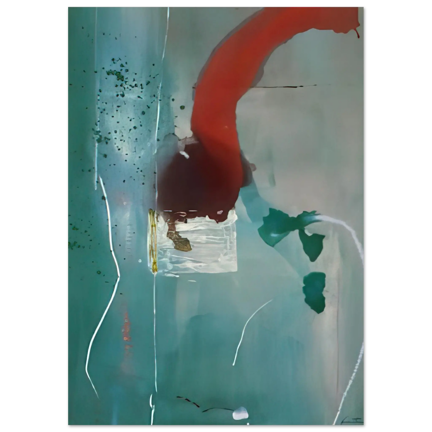 Helen Frankenthaler - Square One - 1985 Wall art - 60x80 cm / 24x32 Inches - Premium Wooden Framed Poster With Fine Art Paper - White frame