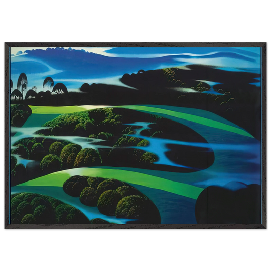 Summers Twilight - Eyvind Earle 70x100 cm / 28x40 inches Framed Art Print – Black Wooden Frame