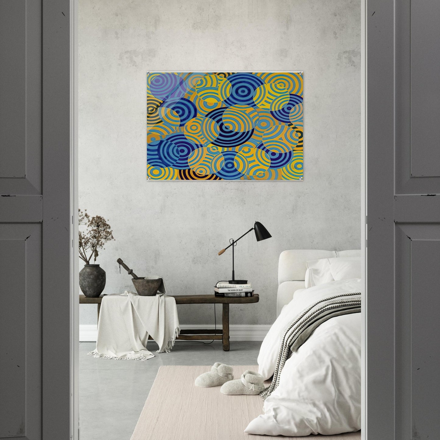 Interférences en bleu et jaune No. 642 - 1963 - Antonio Asis Acrylic Print - 70x100 cm / 28x40″ inches