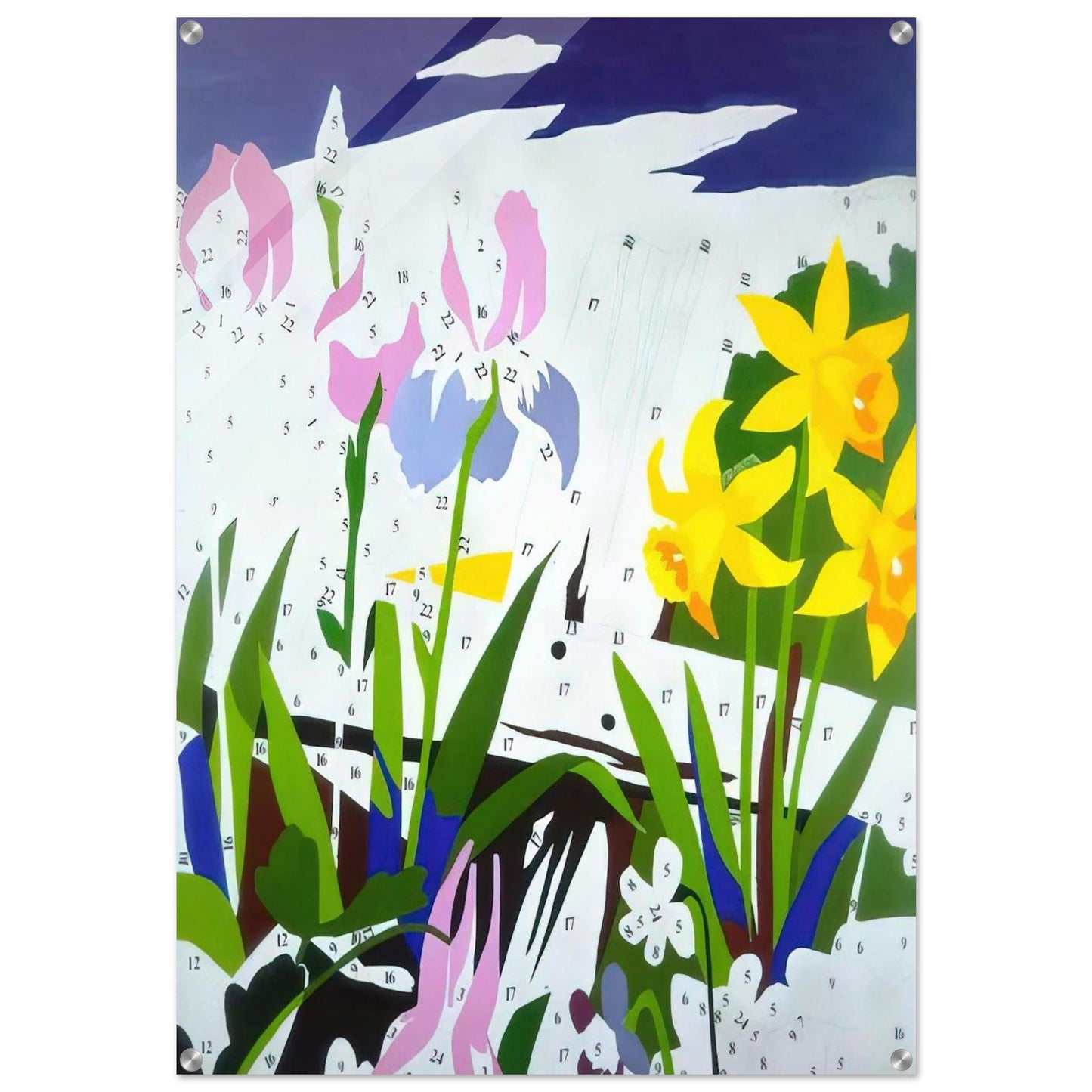 Do It Yourself  Flowers  - Andy Warhol Acrylic Print - 70x100 cm / 28x40″ inches