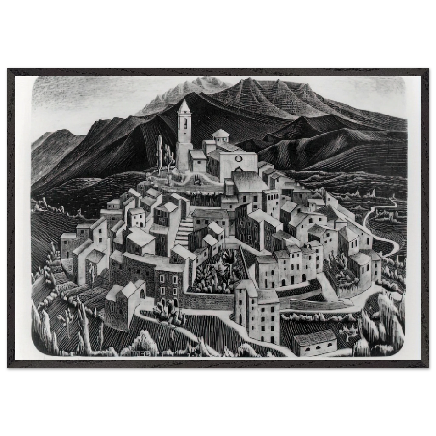 ESCHER 11 - MC Escher 70x100 cm / 28x40 inches Framed Art Print – Black Wooden Frame | Maurits Cornelis Escher Prints