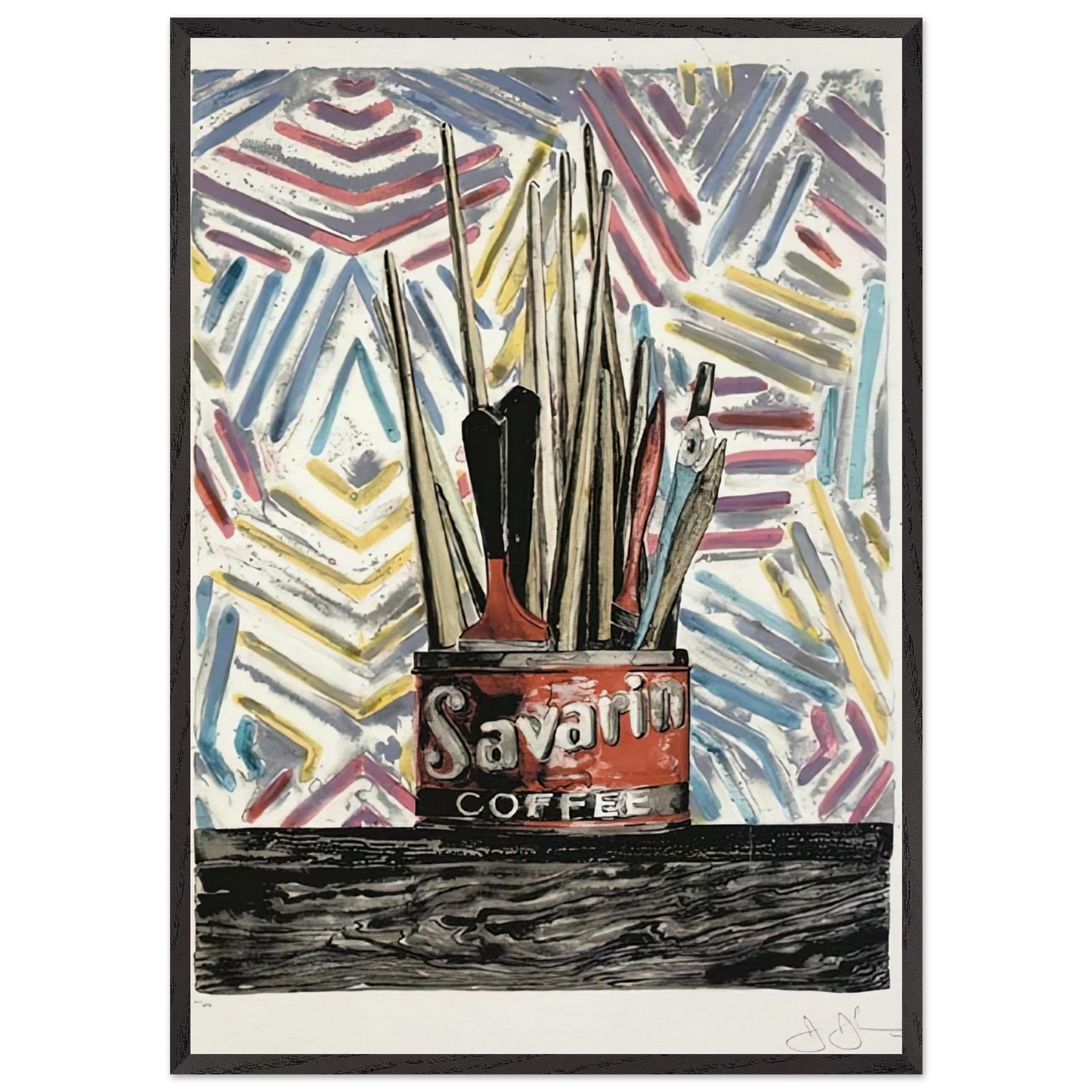 SAVARIN ULAE 183 - Jasper Johns 70x100 cm / 28x40 inches Framed Art Print – Black Wooden Frame