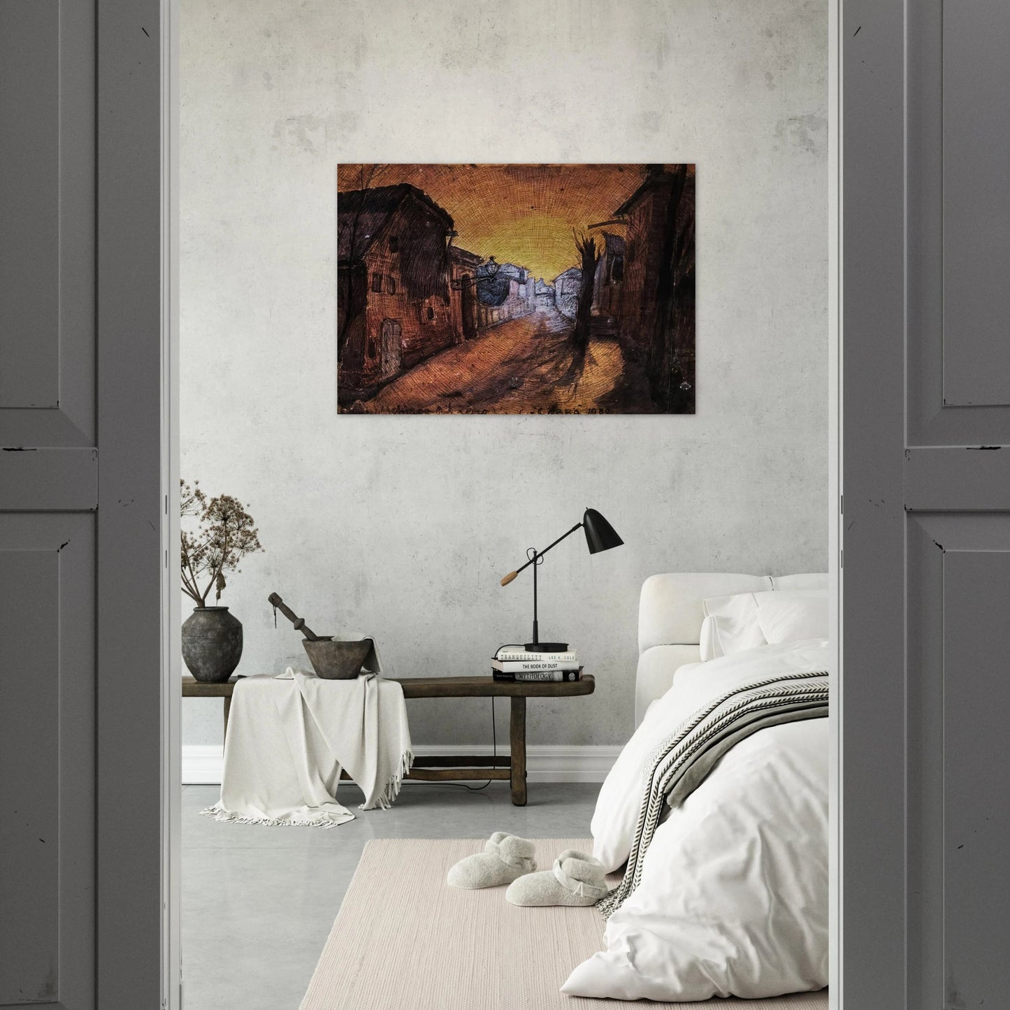 LA STRADA DI CASA 1900 - Carlo Carra Brushed Aluminum Print - 70x100 cm / 28x40 inches | Carlo Carra Aluminum Print | Carlo Carra Prints
