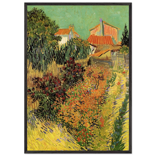 Garden Behind a House - Vincent van Gogh 70x100 cm / 28x40 inches Framed Art Print – Black Wooden Frame
