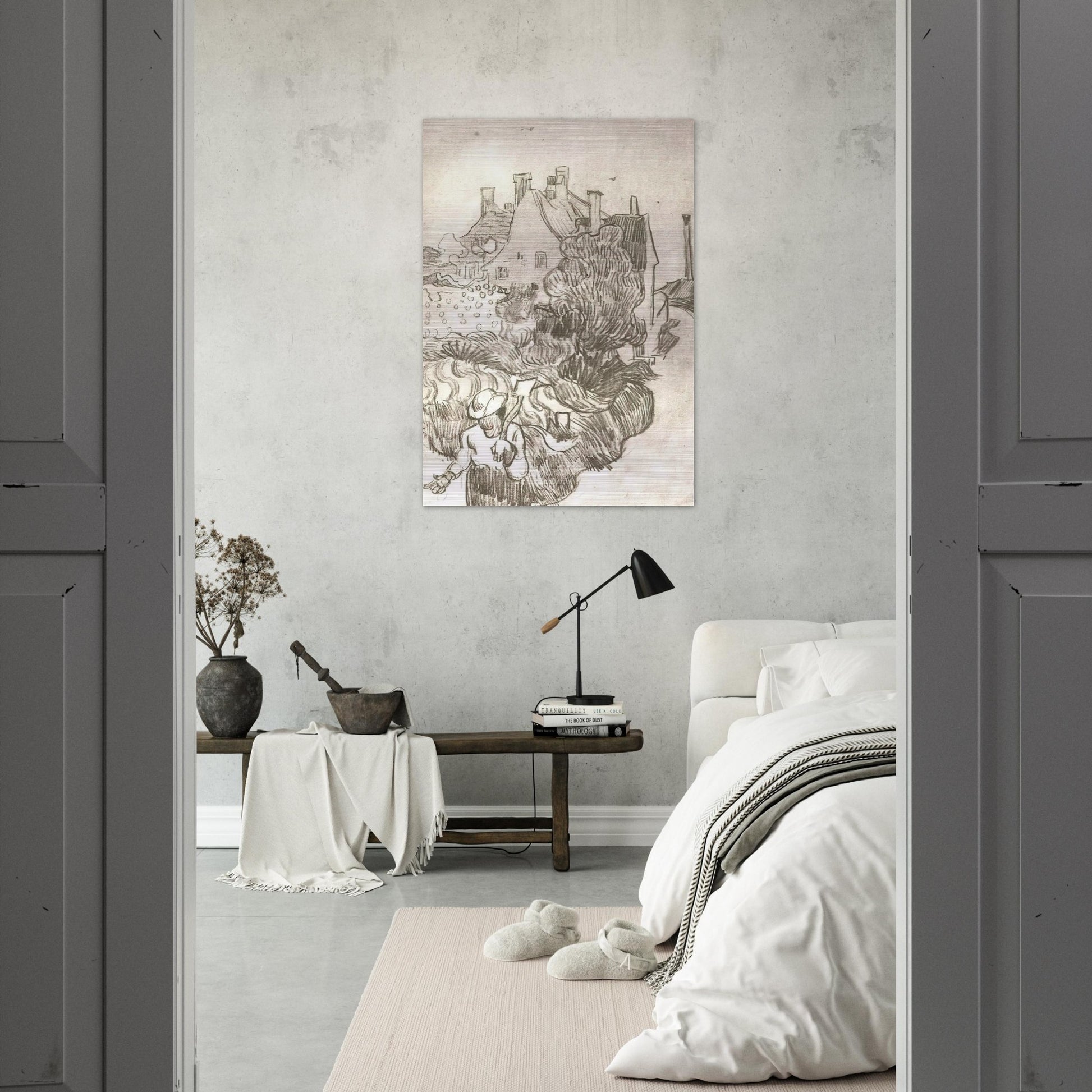 A House at Auvers - Vincent van Gogh Brushed Aluminum Print - 70x100 cm / 28x40 inches | Vincent van Gogh Aluminum Print | Vincent van Gogh Prints