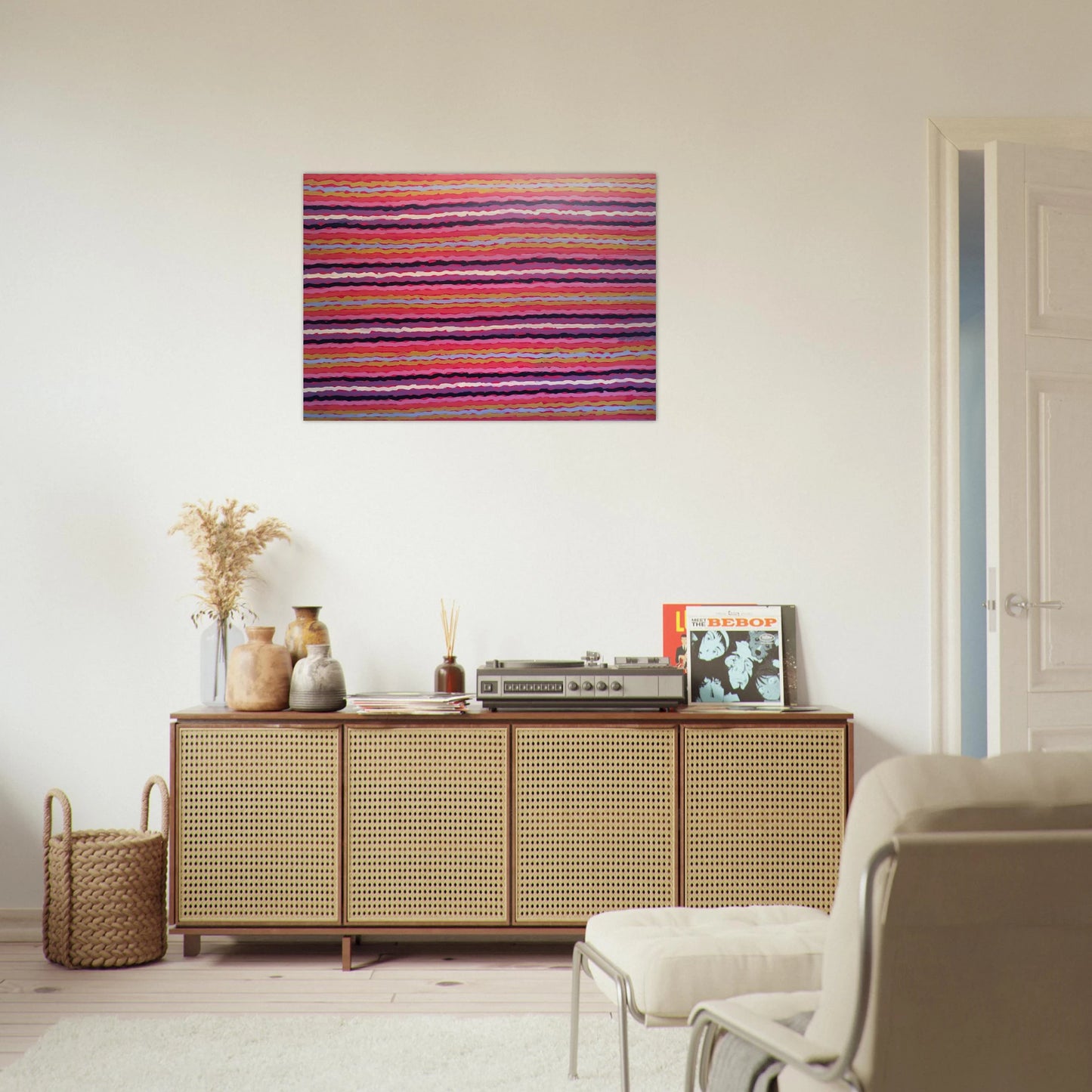 Spear Dreaming, South of Naperby - 1995 - Clifford Possum Tjapaltjarri Brushed Aluminum Print - 70x100 cm / 28x40 inches | Clifford Possum Tjapaltjarri Aluminum Print | Clifford Possum Tjapaltjarri Prints