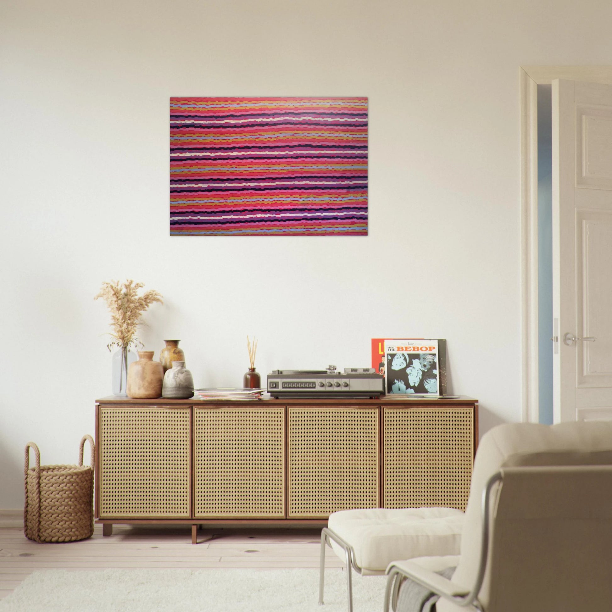 Spear Dreaming, South of Naperby - 1995 - Clifford Possum Tjapaltjarri Brushed Aluminum Print - 70x100 cm / 28x40 inches | Clifford Possum Tjapaltjarri Aluminum Print | Clifford Possum Tjapaltjarri Prints