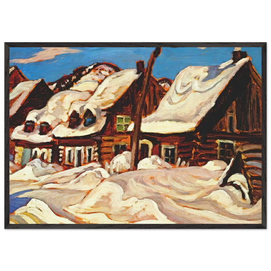 Houses St Urbain - 1934 - AY Jackson 70x100 cm / 28x40 inches Framed Art Print – Black Wooden Frame