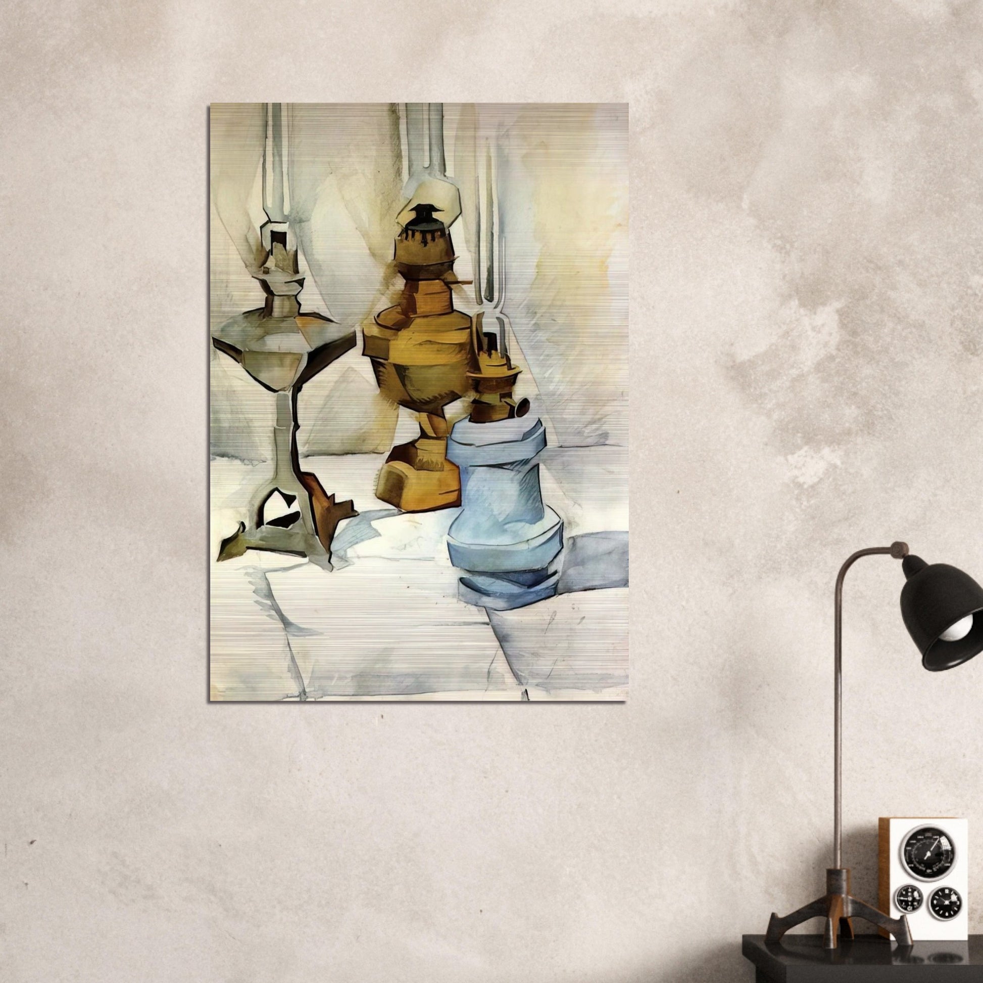 THREE LAMPS 1911 - Juan Gris Brushed Aluminum Print - 70x100 cm / 28x40 inches | Juan Gris Aluminum Print | Juan Gris Prints