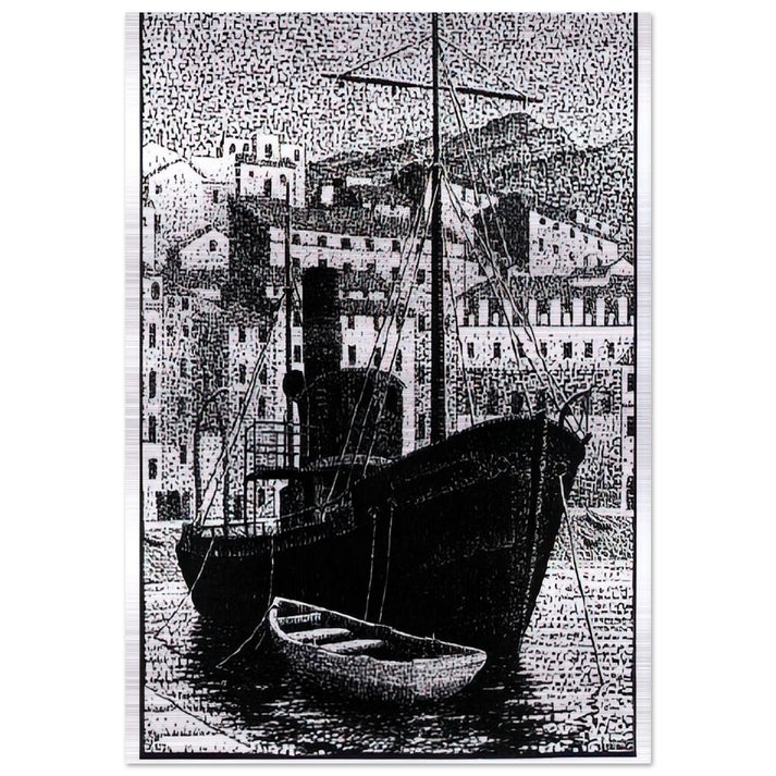 TUGBOAT OLD HARBOR OF BASTIA JANUARY 1934 1934 - MC Escher Brushed Aluminum Print - 70x100 cm / 28x40 inches | MC Escher Aluminum Print | MC Escher Prints