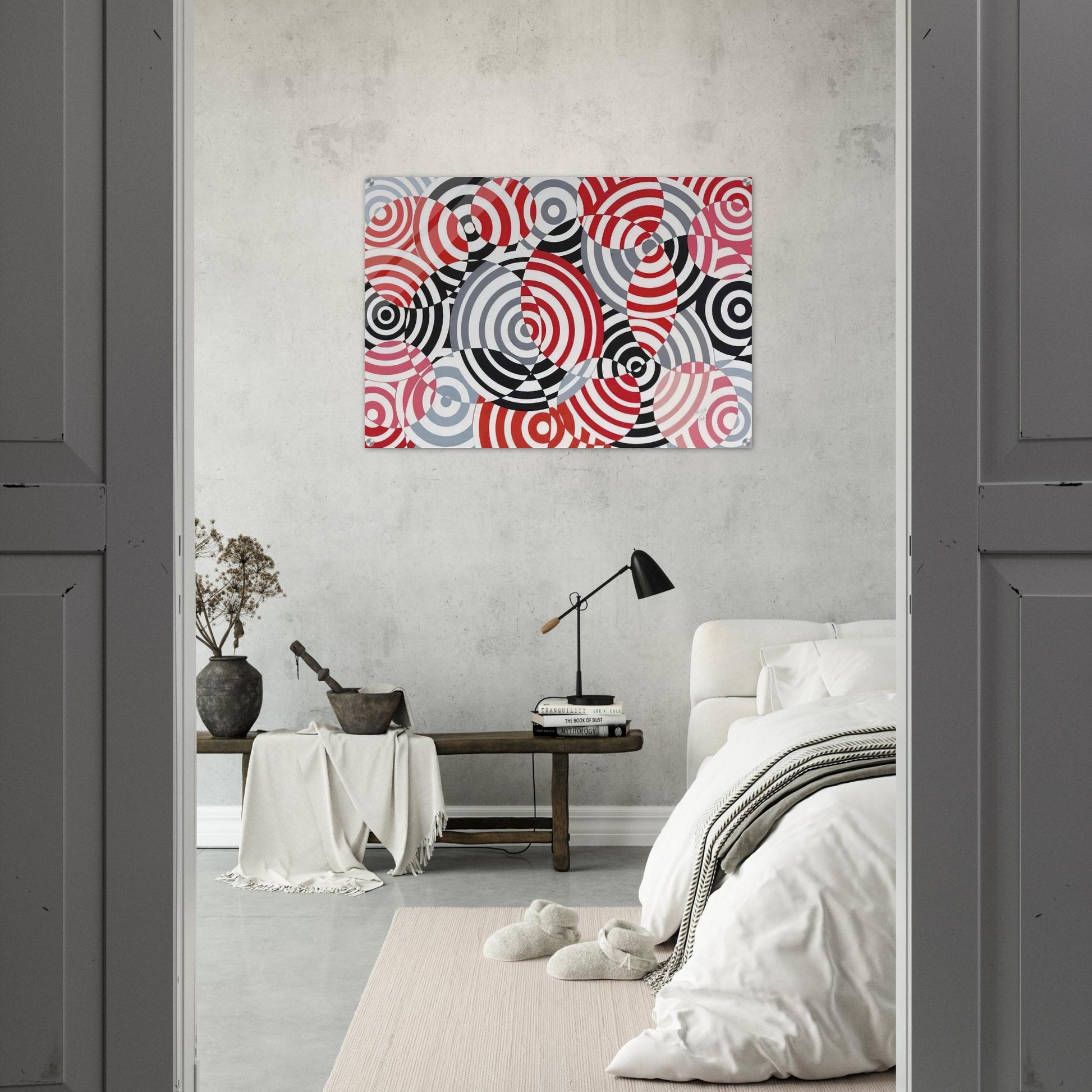 Interférences en rouge et gris No. 640 - 1963 - Antonio Asis Acrylic Print - 70x100 cm / 28x40″ inches | Antonio Asis Wall Art | Antonio Asis Prints