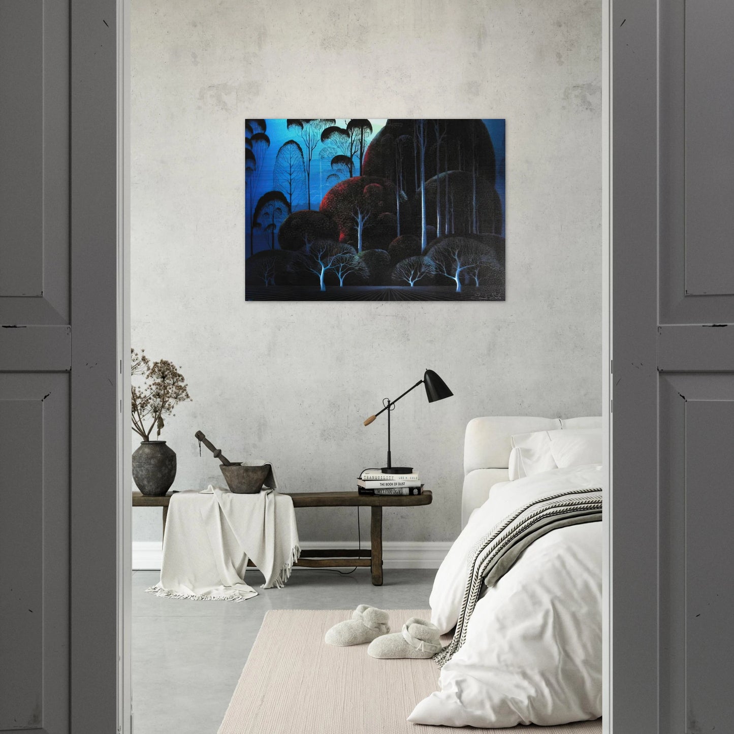 Enchanted Forest - Eyvind Earle Brushed Aluminum Print - 70x100 cm / 28x40 inches | Eyvind Earle Aluminum Print | Eyvind Earle Prints