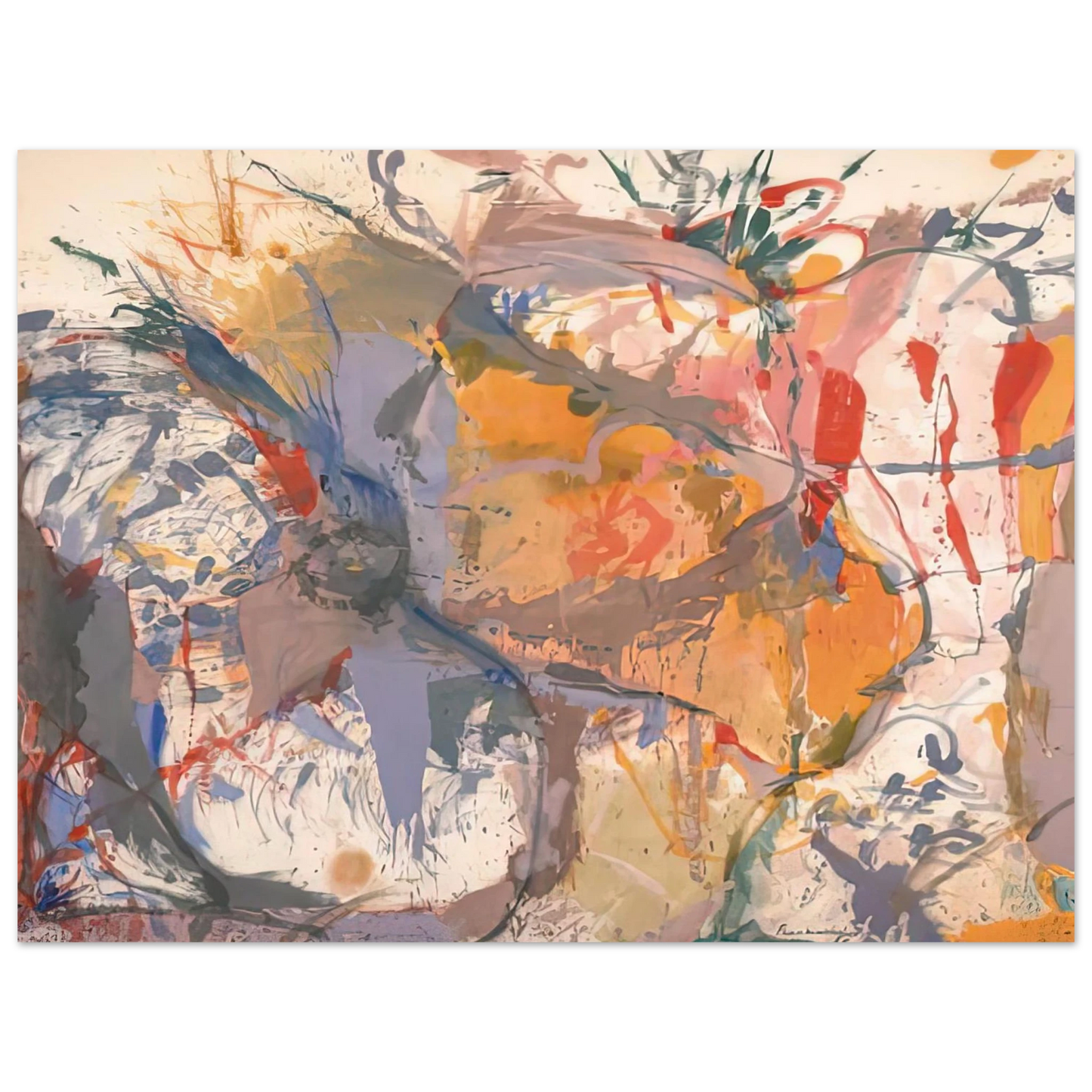Helen Frankenthaler - Before the Caves, 1958- Wall Art - 21x29.7 cm / 8x12" - Premium Wooden Framed Poster With Fine Art Paper-canvas - Black frame