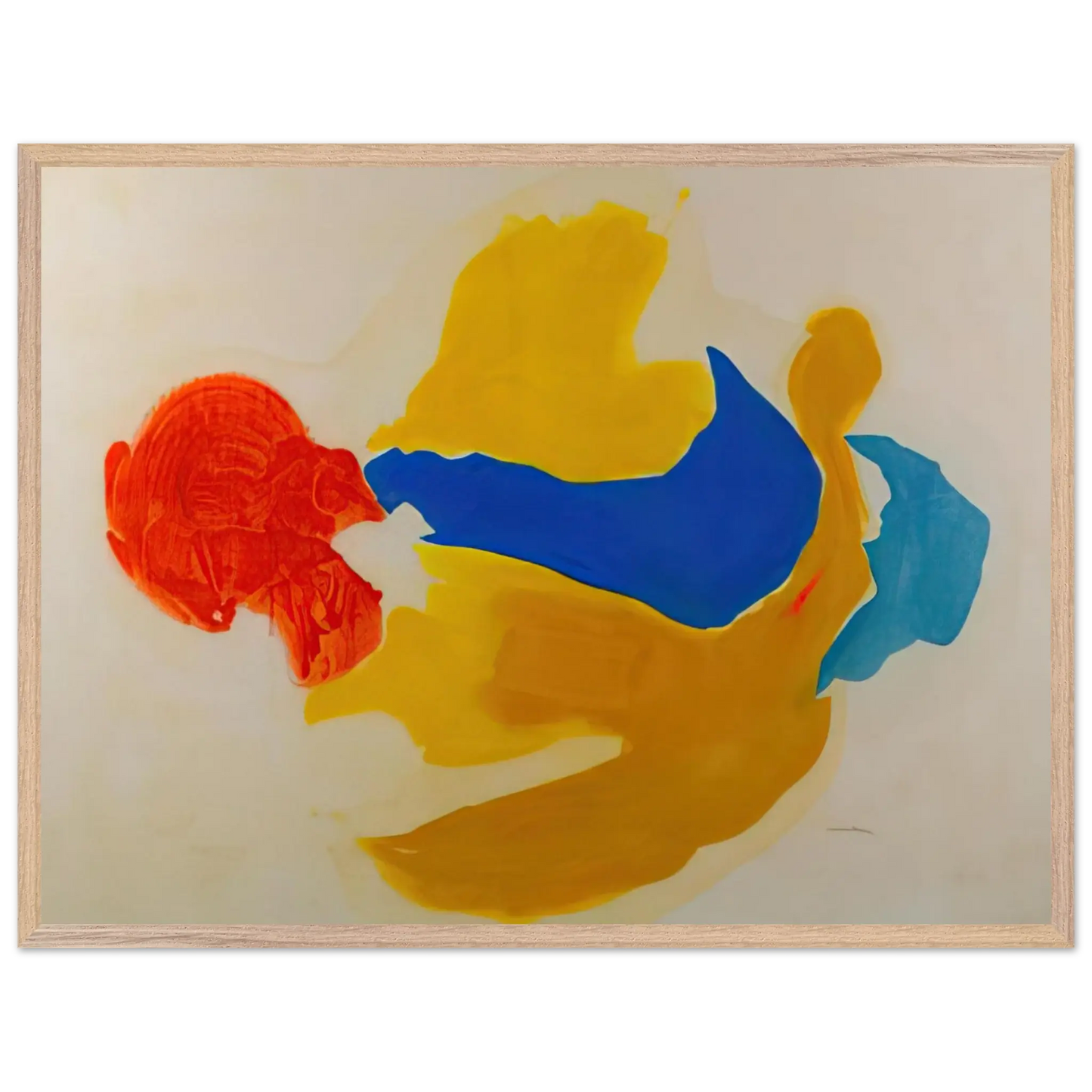 Helen Frankenthaler - Blue Jay - 1963  United States Wall art - 30x45 cm / 12x18 Inches - Premium Wooden Framed Poster With Fine Art Paper - Wood frame