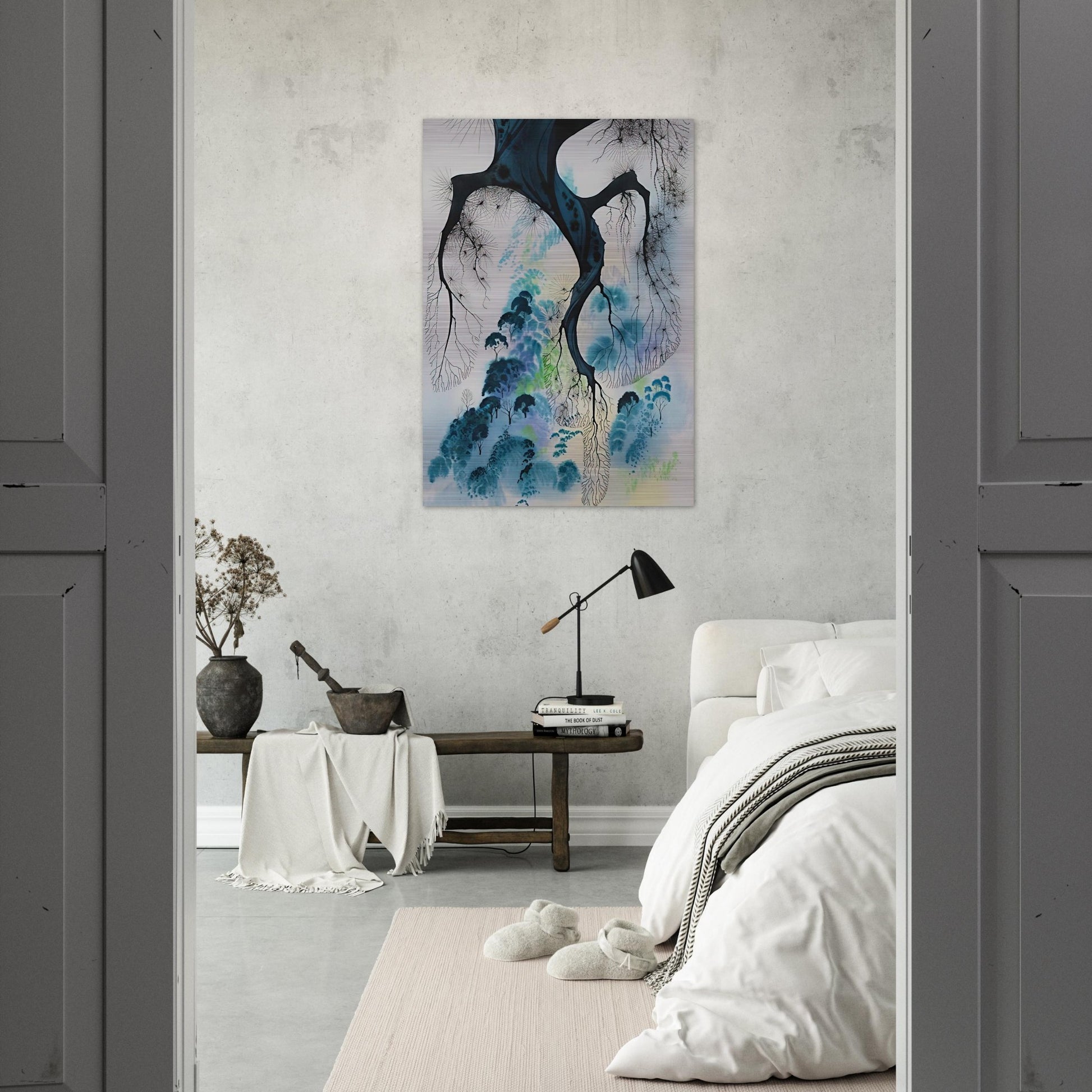Coastline - Eyvind Earle Brushed Aluminum Print - 70x100 cm / 28x40 inches | Eyvind Earle Aluminum Print | Eyvind Earle Prints