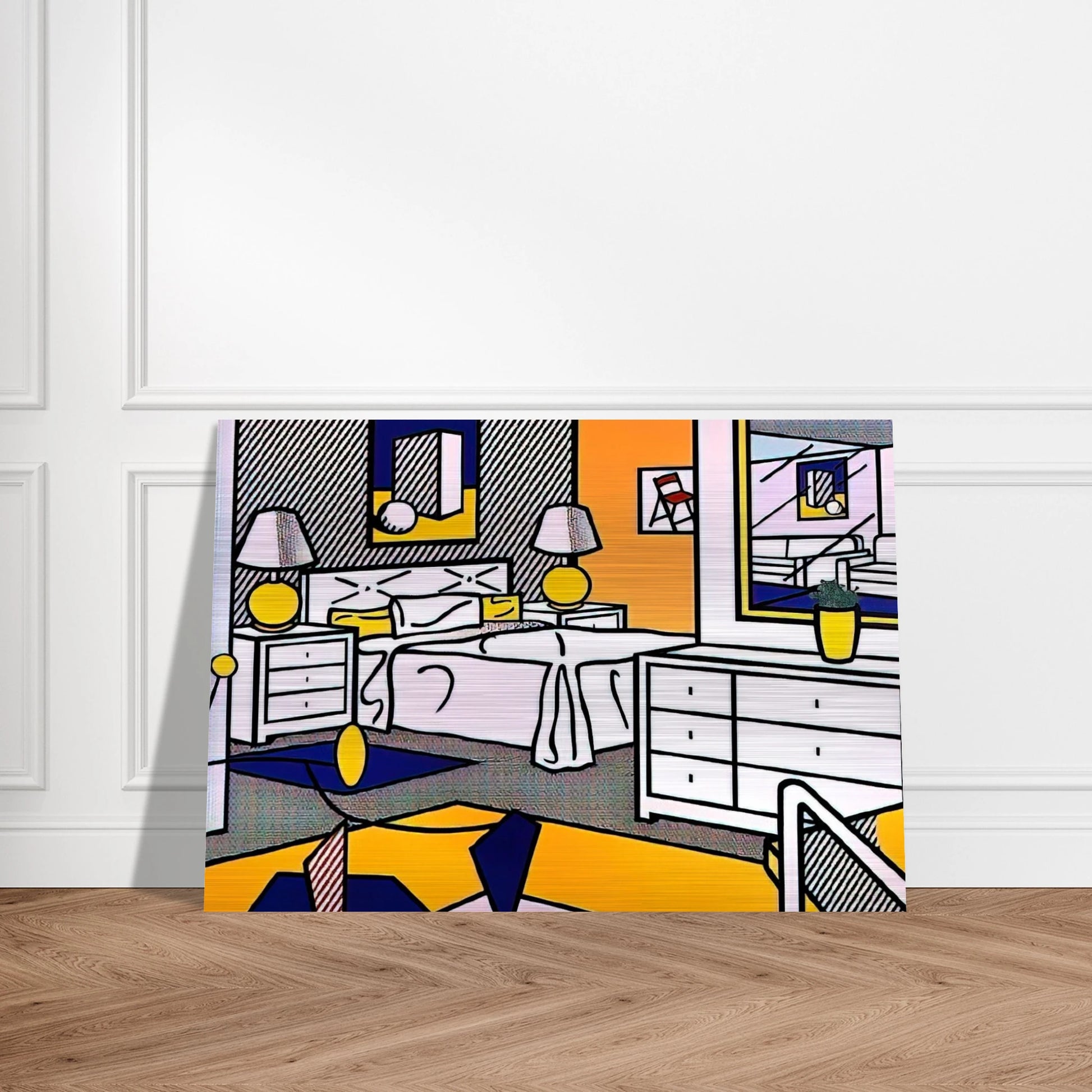 INTERIOR WITH MOBILE 1992 - Roy Lichtenstein Brushed Aluminum Print - 70x100 cm / 28x40 inches | Roy Lichtenstein Aluminum Print | Roy Lichtenstein Prints