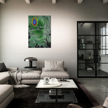 Green Sea Moon - 2006 - John Hoyland Brushed Aluminum Print - 70x100 cm / 28x40 inches | John Hoyland Aluminum Print | John Hoyland Prints
