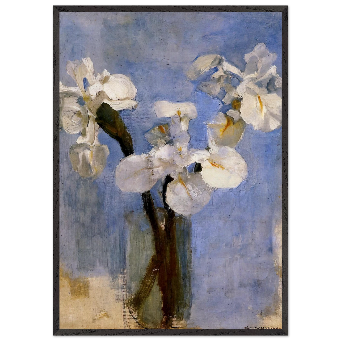 Flowers Sun - Piet Mondrian 70x100 cm / 28x40 inches Framed Art Print – Black Wooden Frame