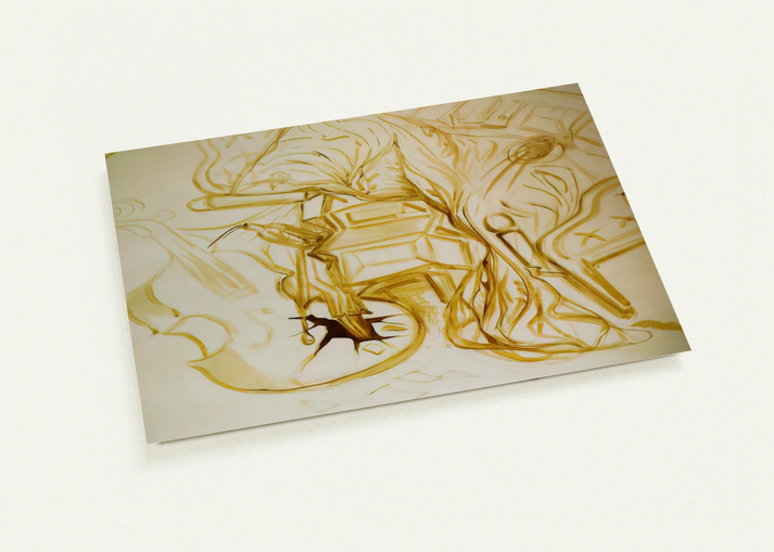BED AND BEDSIDE TABLE FEROCIOUSLY ATTACKING A CELLO By Salvador Dali Pack of 10 Post Cards | Salvador Dali Post Cards | A6 (10.5 x 14.8 cm) - 4.1 x 5.8 inches