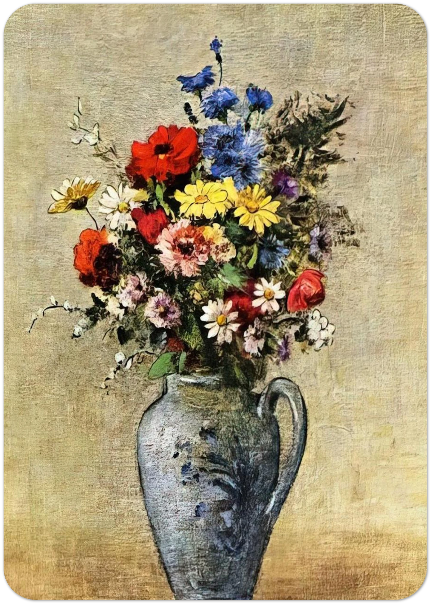 FLOWERS IN A VASE WITH ONE HANDLE By Odilon Redon Pack of 10 Post Cards | Odilon Redon Post Cards | A6 (10.5 x 14.8 cm) - 4.1 x 5.8 inches