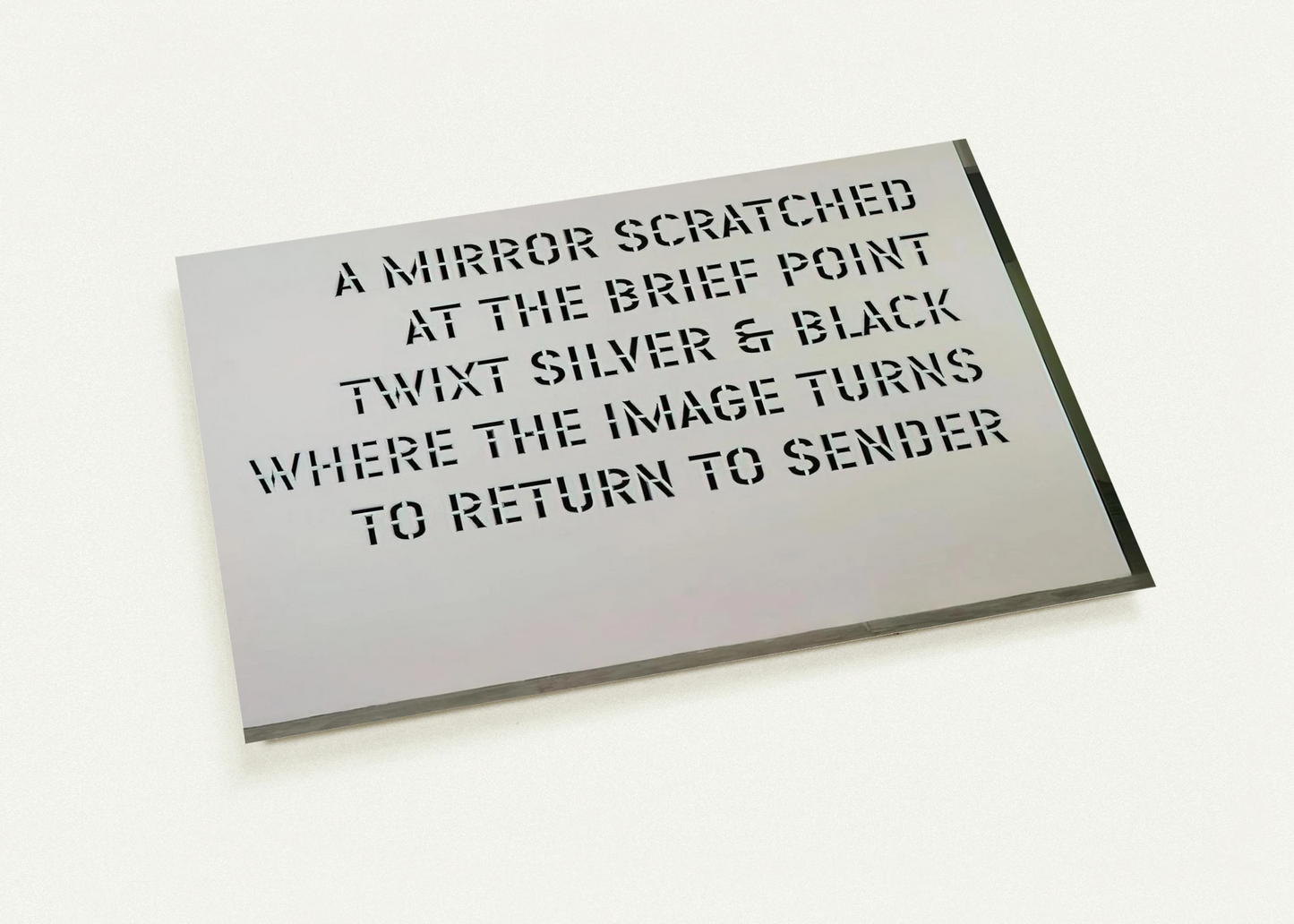 A Mirror Scratched... - 2004 By Lawrence Weiner Pack of 10 Post Cards | Lawrence Weiner Post Cards | A6 (10.5 x 14.8 cm) - 4.1 x 5.8 inches