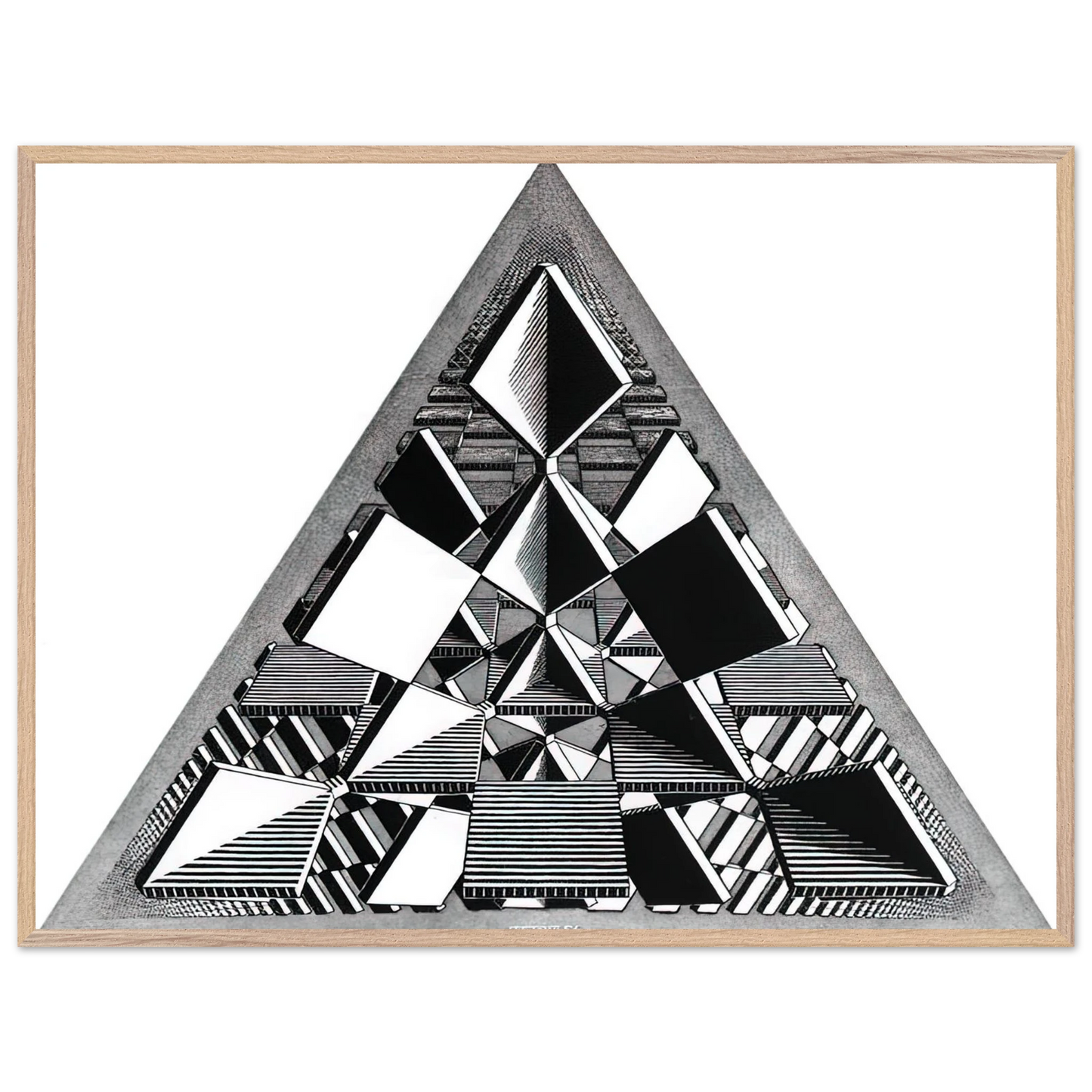 MC Escher - THREE INTERSECTING PLANES Wall Art - 30x40 cm / 12x16 inches - Premium Wooden Framed Poster With Fine Art Paper-canvas - Wood frame
