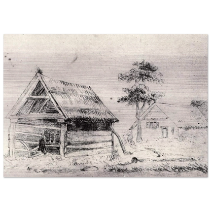 Barn and Farmhouse - Vincent van Gogh Brushed Aluminum Print - 70x100 cm / 28x40 inches | Vincent van Gogh Aluminum Print | Vincent van Gogh Prints