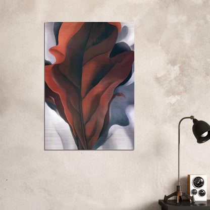 Large Dark Red Leaves on White - Georgia O'Keeffe Brushed Aluminum Print - 70x100 cm / 28x40 inches | Georgia O'Keeffe Aluminum Print | Georgia O'Keeffe Prints