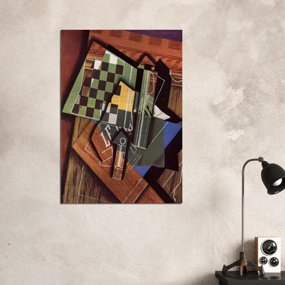 THE CHECKERBOARD 1915 - Juan Gris Brushed Aluminum Print - 70x100 cm / 28x40 inches | Juan Gris Aluminum Print | Juan Gris Prints