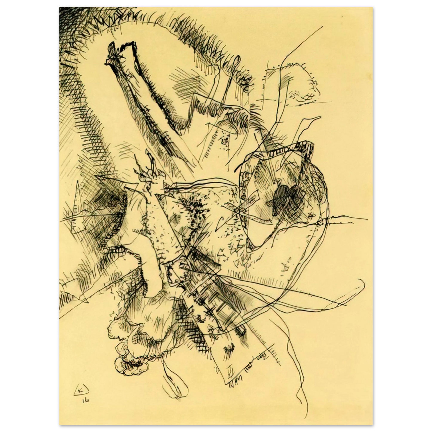 Wassily Kandinsky - DRAWING FOR ETCHING II 1916  75x100 cm / 30x40inches Fine Art Poster