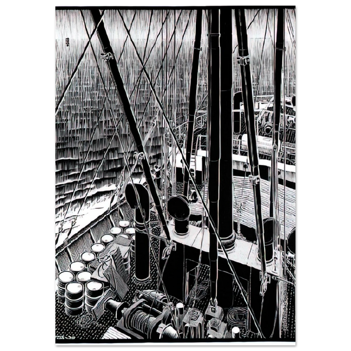 MC Escher - FREIGHTER SEPTEMBER 1936 1936 Wall Art - 21x29.7 cm / 8x12" - Premium Wooden Framed Poster With Fine Art Paper-canvas - White frame
