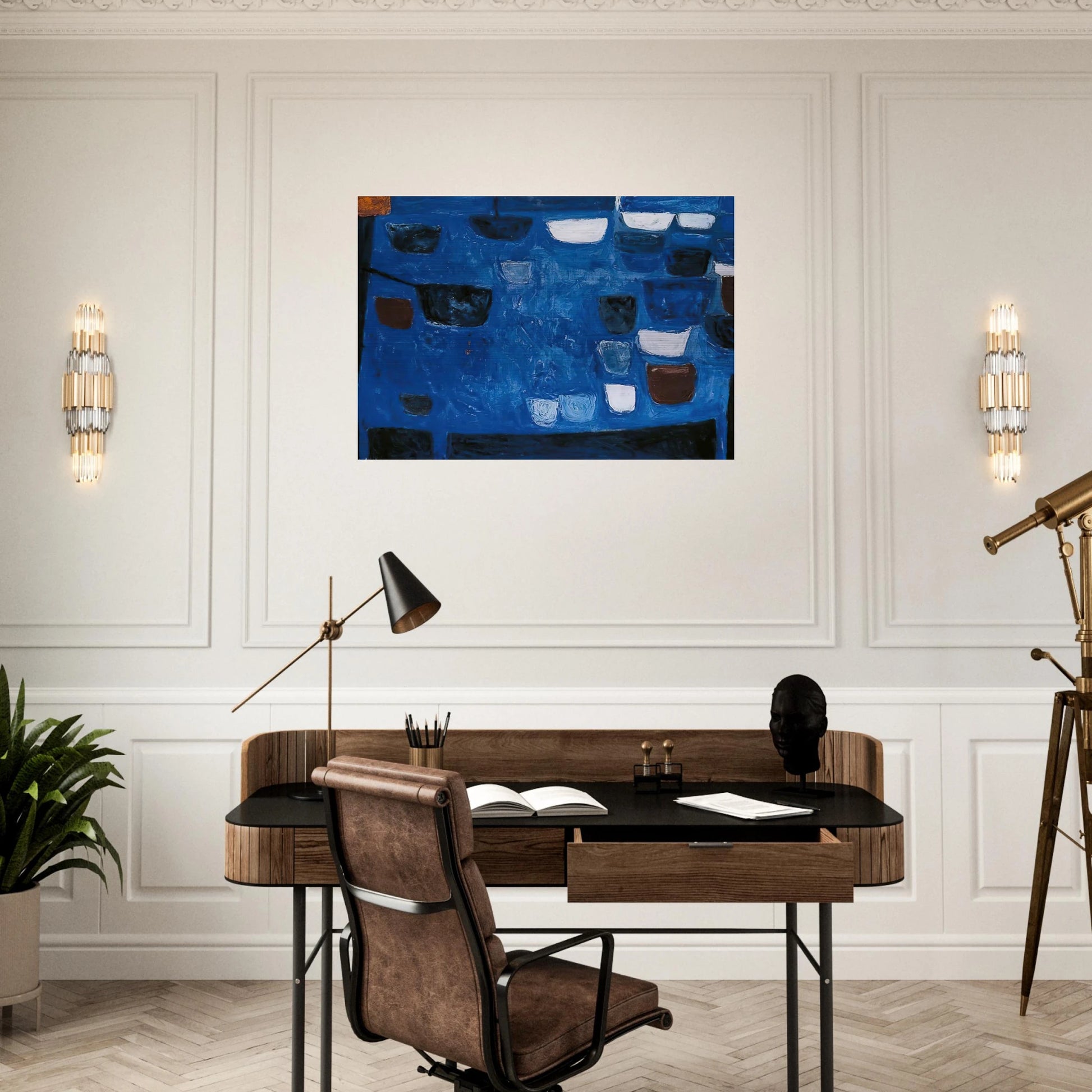 Blue Still Life - 1957 - William Scott Brushed Aluminum Print - 70x100 cm / 28x40 inches | William Scott Aluminum Print | William Scott Prints