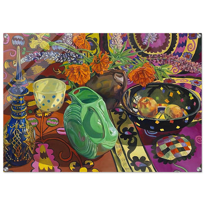 BLUE DECANTER POLKA DOT BOWL SUZANI 2009 - Janet Fish Acrylic Print - 70x100 cm / 28x40″ inches