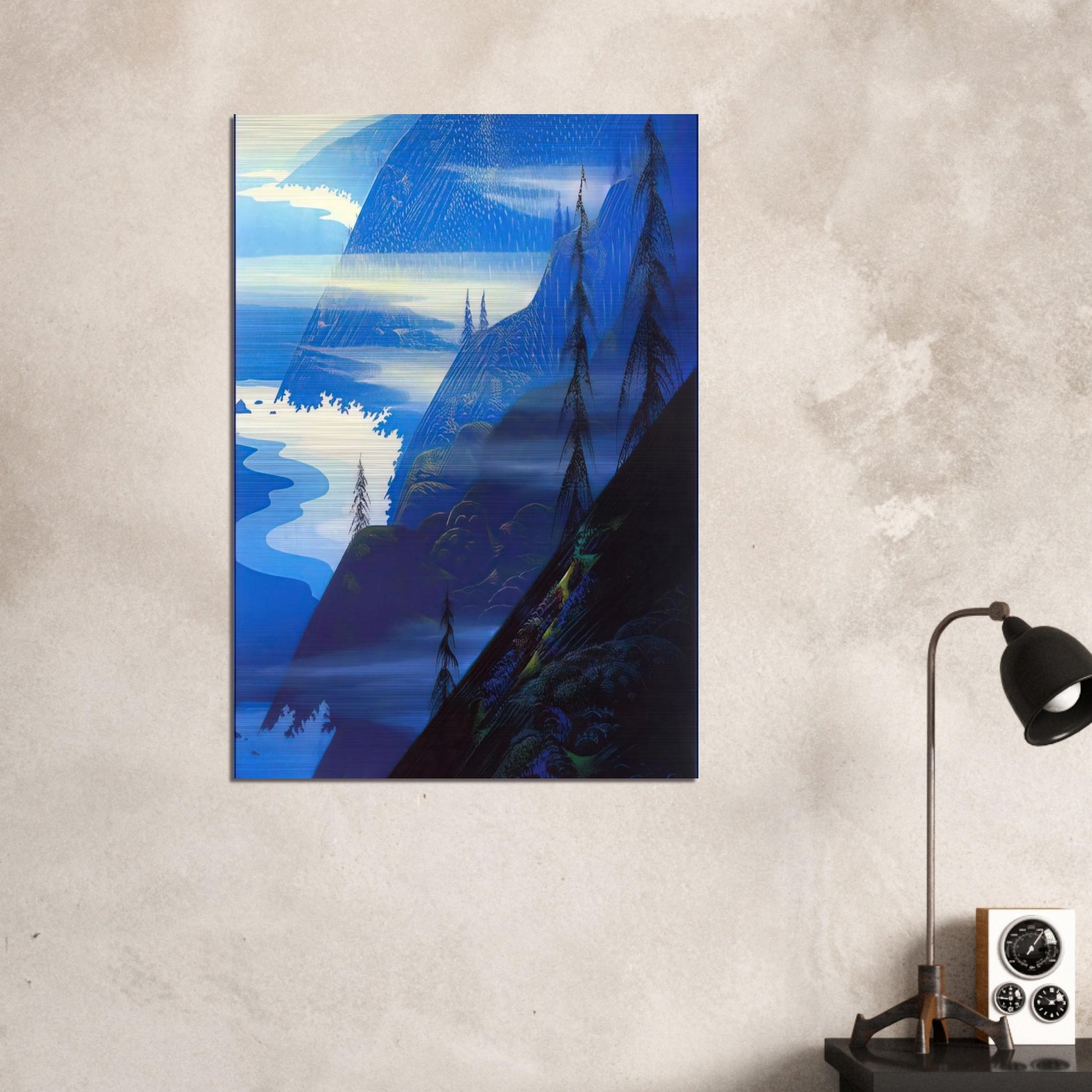 Stardust blue - Eyvind Earle Brushed Aluminum Print - 70x100 cm / 28x40 inches | Eyvind Earle Aluminum Print | Eyvind Earle Prints
