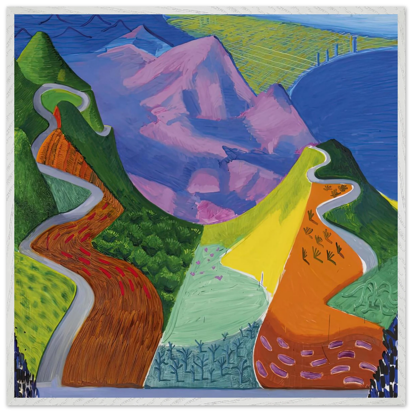 David Hockney - David Hockney Wall art - A2 (42 x 59.4  cm) - Premium Wooden Framed Poster With Fine Art Paper-canvas - White frame
