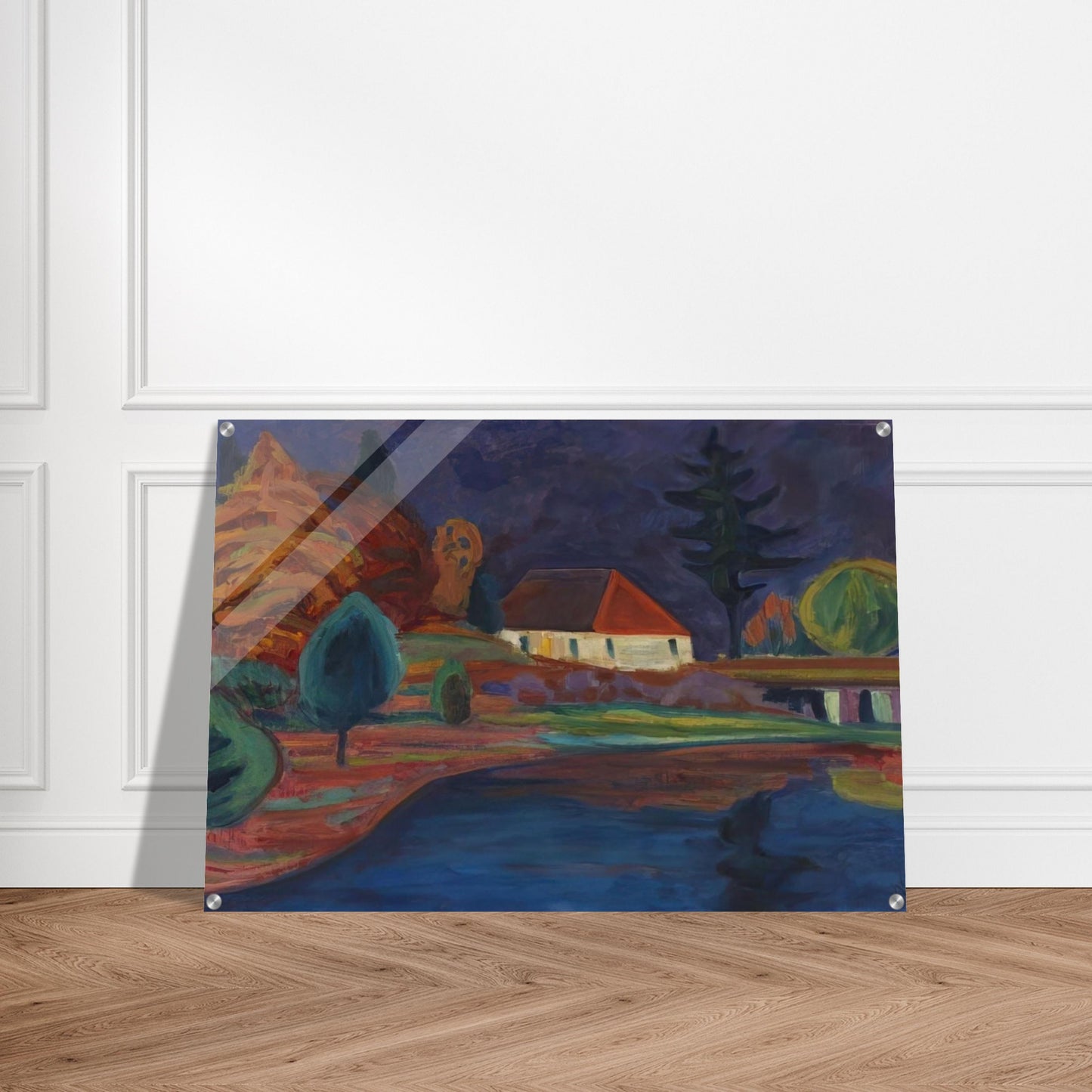 LANDSCHAFT MIT HAUS IN OBERAU 1908 - Gabriele Munter Acrylic Print - 70x100 cm / 28x40″ inches