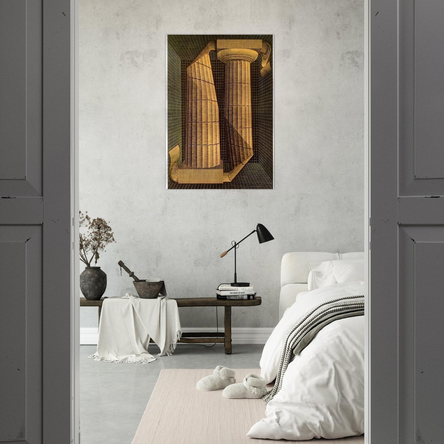 DORIC COLUMNS - MC Escher Brushed Aluminum Print - 70x100 cm / 28x40 inches | MC Escher Aluminum Print | MC Escher Prints