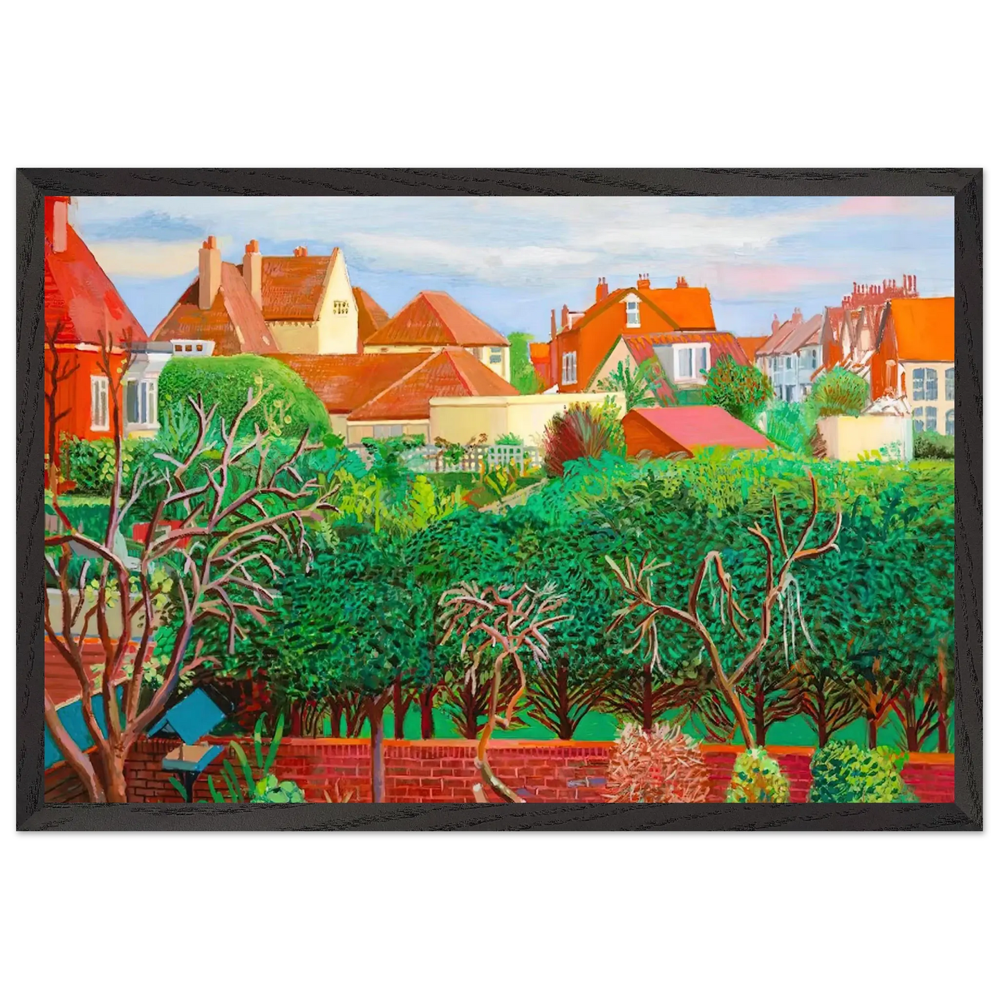 David Hockney - David Hockney Wall art - 28x43  cm / XL (11x17 Inches) - Premium Wooden Framed Poster With Fine Art Paper - White frame
