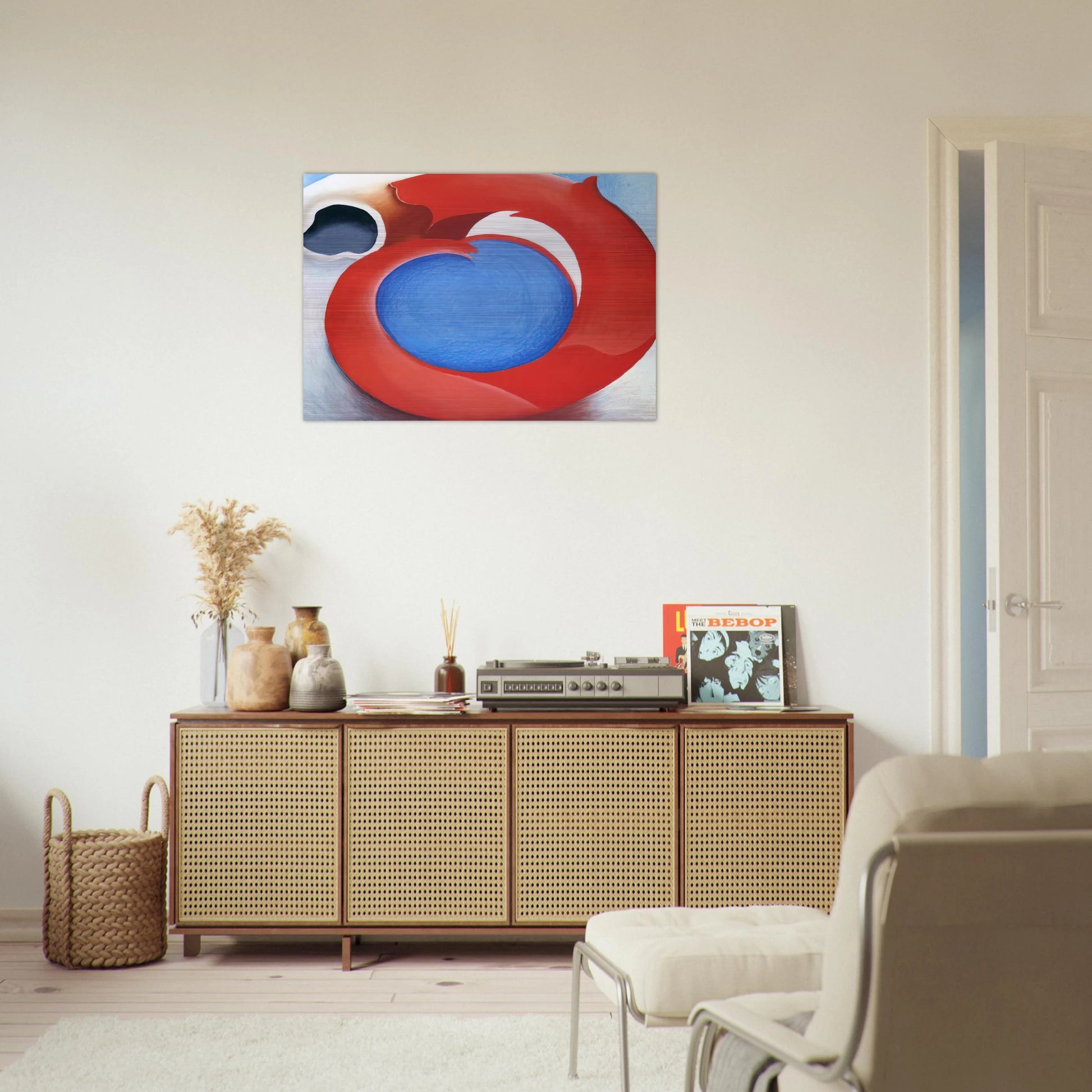 Goat's Horn With Red - Georgia O'Keeffe Brushed Aluminum Print - 70x100 cm / 28x40 inches | Georgia O'Keeffe Aluminum Print | Georgia O'Keeffe Prints