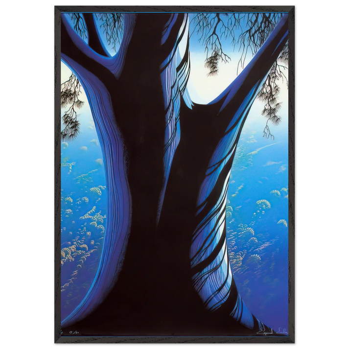 Blue Pine - Eyvind Earle 70x100 cm / 28x40 inches Framed Art Print – Black Wooden Frame