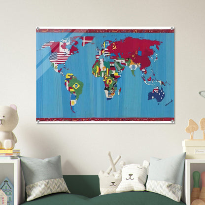 MAPPA DEL MONDO 1988 - Alighiero Boetti Acrylic Print - 70x100 cm / 28x40″ inches | Alighiero Boetti Wall Art | Alighiero Boetti Prints