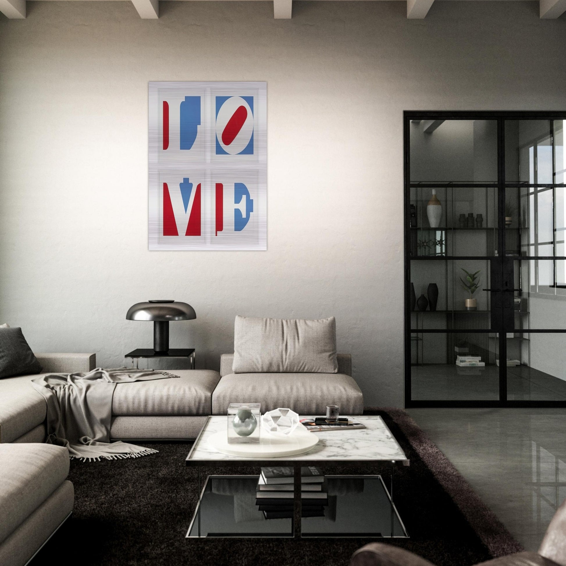 Four Panel Love - Robert Indiana Brushed Aluminum Print - 70x100 cm / 28x40 inches | Robert Indiana Aluminum Print | Robert Indiana Prints