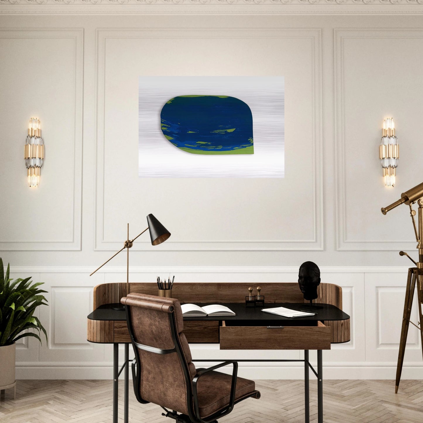 Blau auf Grün - 1965 - Blinky Palermo Brushed Aluminum Print - 70x100 cm / 28x40 inches | Blinky Palermo Aluminum Print | Blinky Palermo Prints
