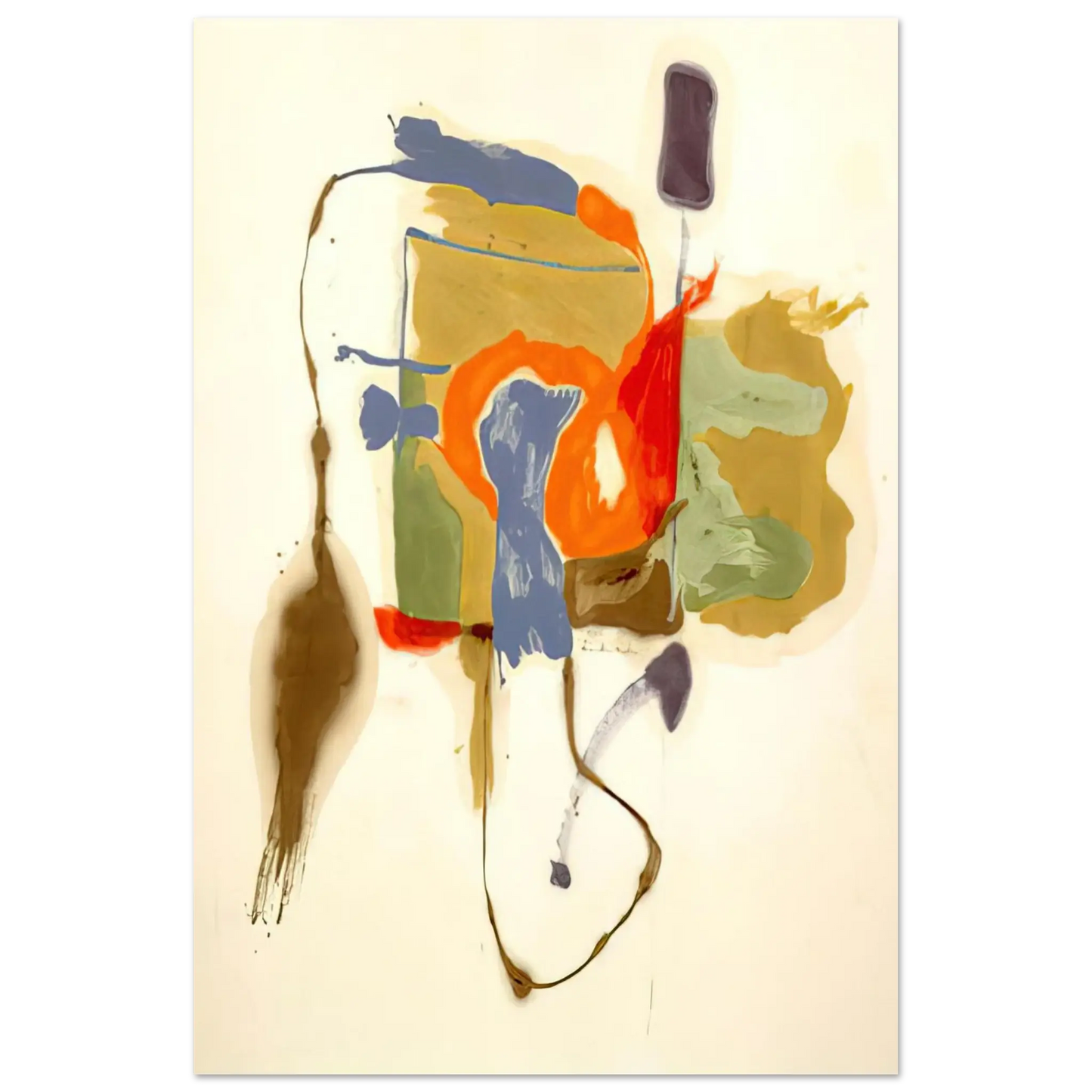 Helen Frankenthaler - Blue Form in a Scene - 1961 Wall art - 20x25 cm / 8x10 Inches - Premium Wooden Framed Poster With Fine Art Paper - White frame