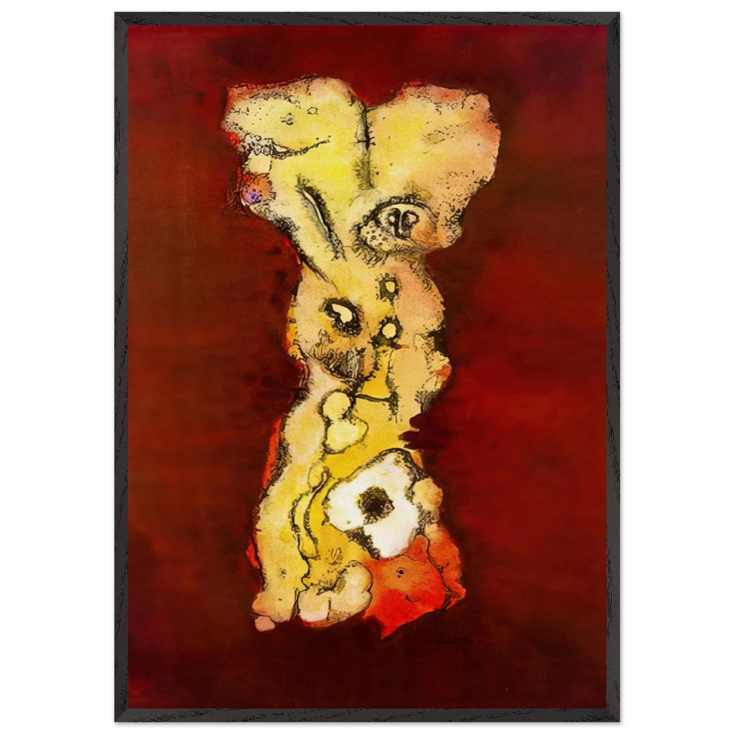 Columna de figura grotescas - Art Informel - Wols 70x100 cm / 28x40 inches Framed Art Print – Black Wooden Frame