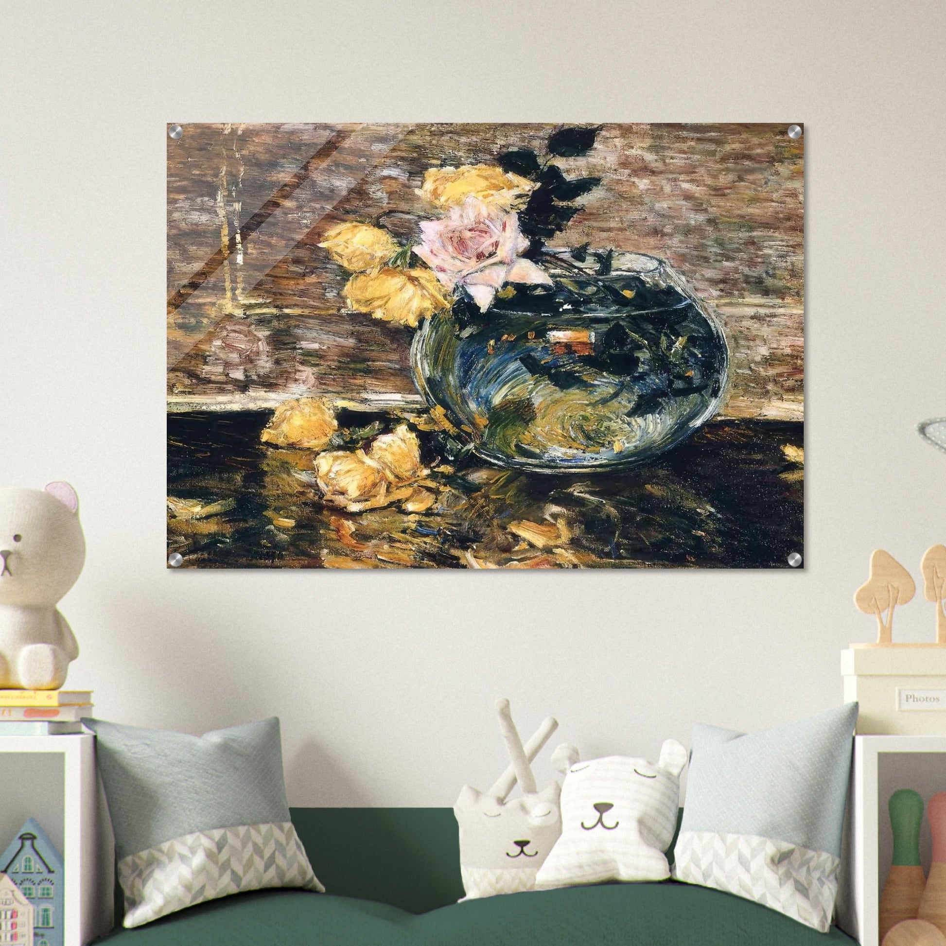 Roses in a Vase - Childe Hassam Acrylic Print - 70x100 cm / 28x40″ inches
