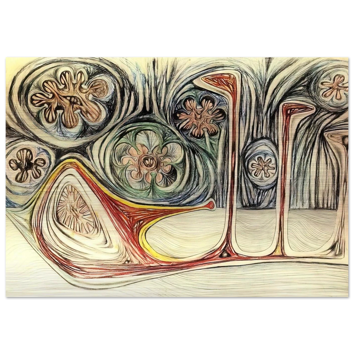 SNAIL S TRACE 1937 - Roberto Matta Brushed Aluminum Print - 70x100 cm / 28x40 inches | Roberto Matta Aluminum Print | Roberto Matta Prints