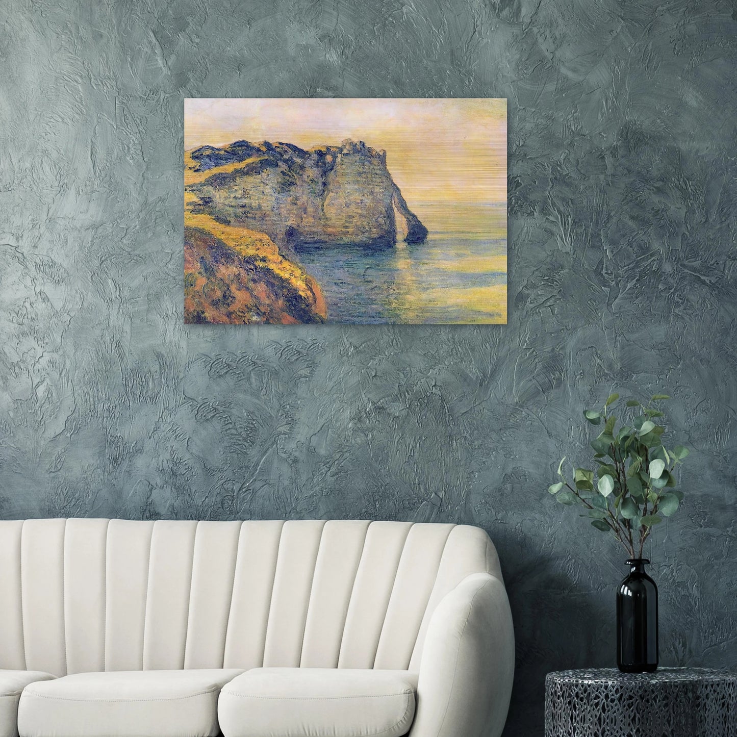 Cliffs of the Porte d'Aval - claude monet Brushed Aluminum Print - 70x100 cm / 28x40 inches | claude monet Aluminum Print | claude monet Prints