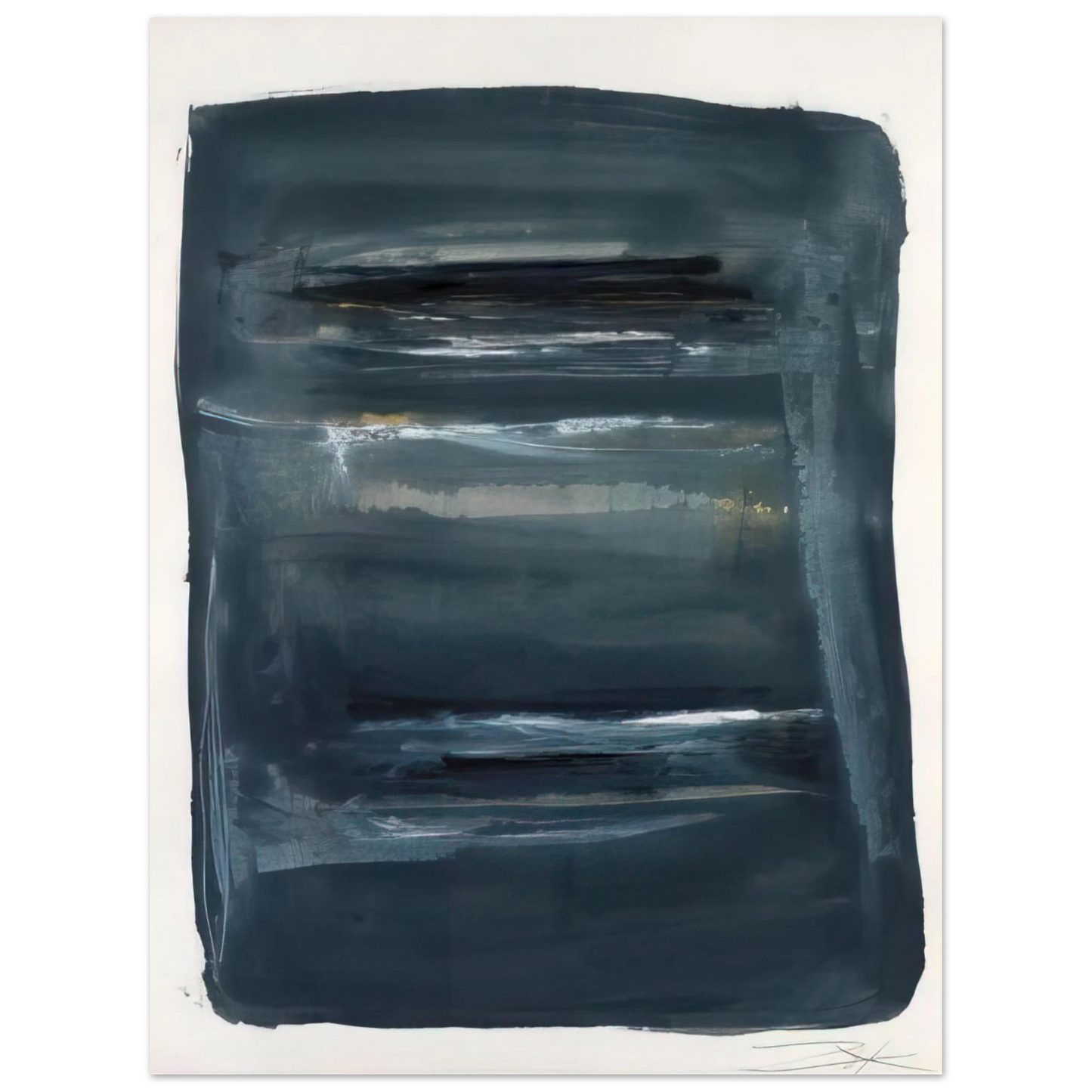 Larry Zox - Abstract with Blue and Black - Abstract Expressionism  75x100 cm / 30x40inches Fine Art Poster