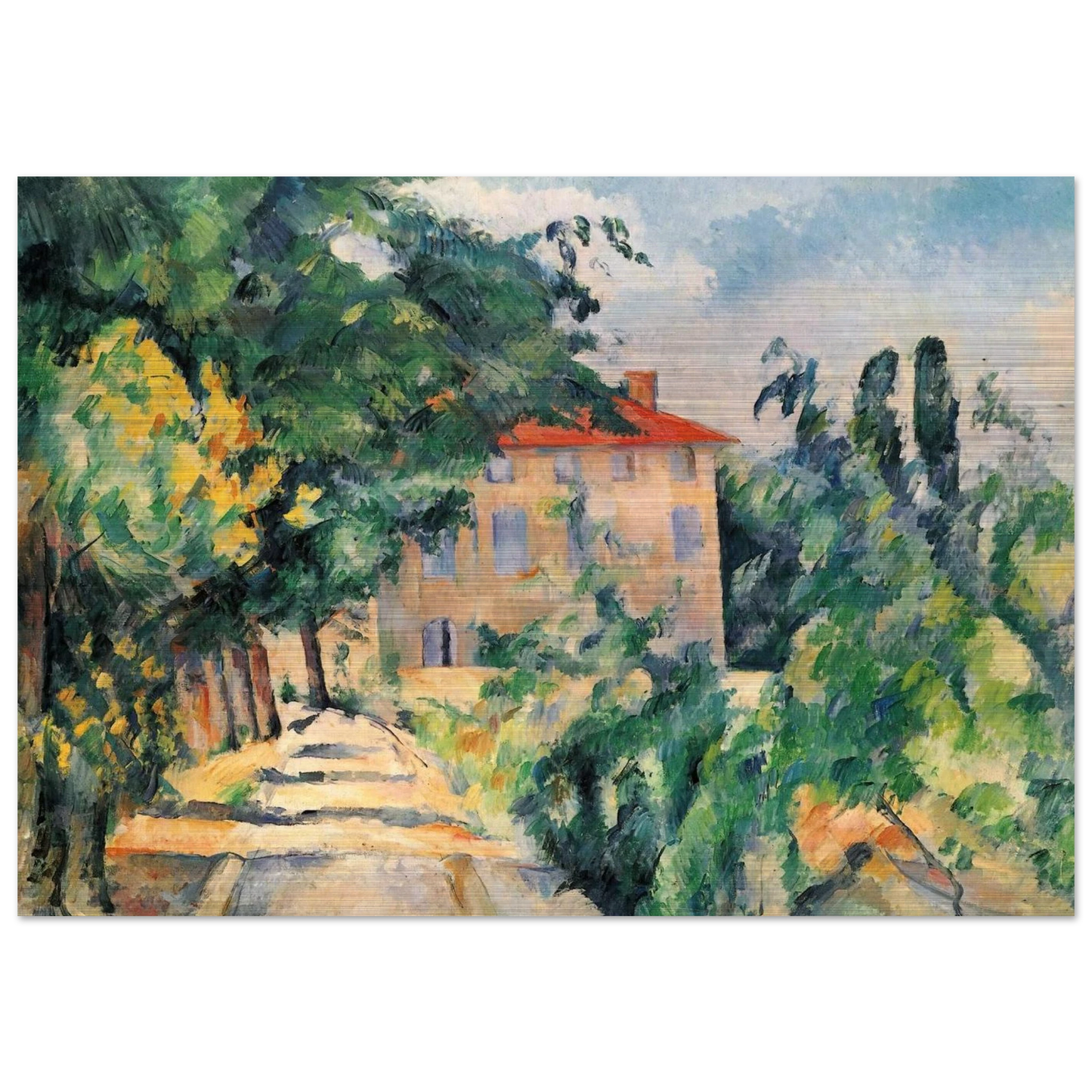 House with Red Roof - Paul Cézanne Brushed Aluminum Print - 70x100 cm / 28x40 inches | Paul Cézanne Aluminum Print | Paul Cézanne Prints